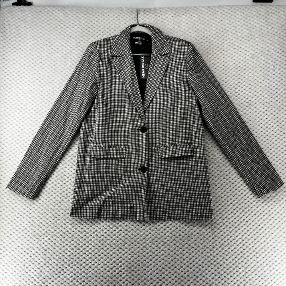 Heartbreak Plaid Blazer‎ Boxy Boyfriend Jacket Career Wear Business Casual S